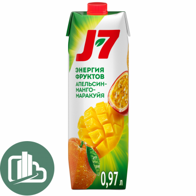 Сок  J7  1л. Апельсин Манго Маракуйя 1/12