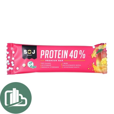 Бат. Протеиновый SOJ SPORT со вкусом манго и апельсин 40гр 1/16