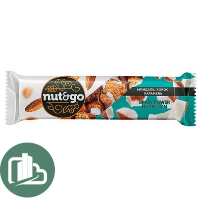 Яшкино Миндальный батончик NUT N GO с кокосом 36гр 1/18 (8)