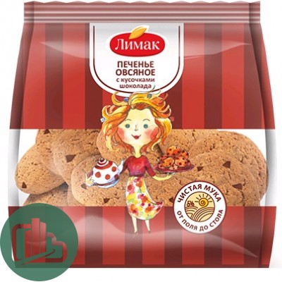 Лимак Печенье Овсяное с Кусочками Шоколада 300гр 1/10