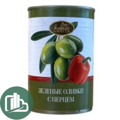 АМРИТА Оливки 300гр Зеленые с лимоном 1/12