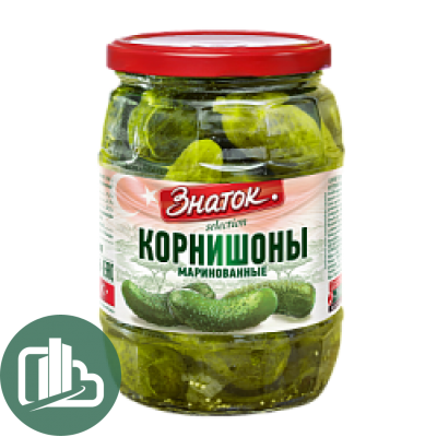 Знаток огурцы Корнишоны маринованные Selection 670гр ст 1/12