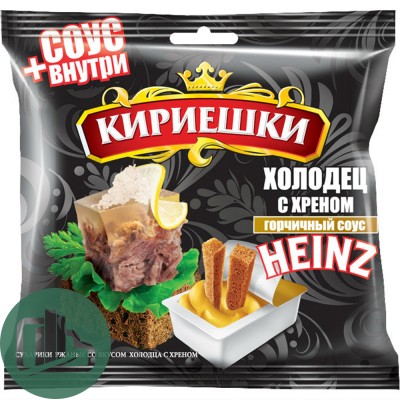 Яшкино Кириешки 60гр+25мл Холодец Хрен + Горчица 1/30