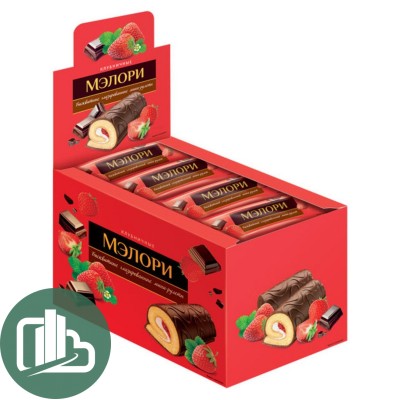 Яшкино Мини-рулет глазир. Мэлори Клубничные 40гр 1/12