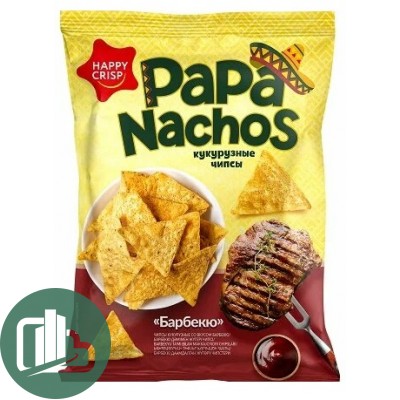 Чипсы "Happy Corn" 150гр Кукурузные Papa Nachos Барбекю 1/18