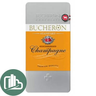 BUCHERON 100гр МЕТАЛЛ Молочный шоколад ШАМПАНСКОЕ 1/10 БЕЛЫЙ