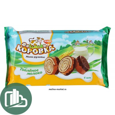 Мини-рулет Коровка топл.молоко 210гр. 1/12