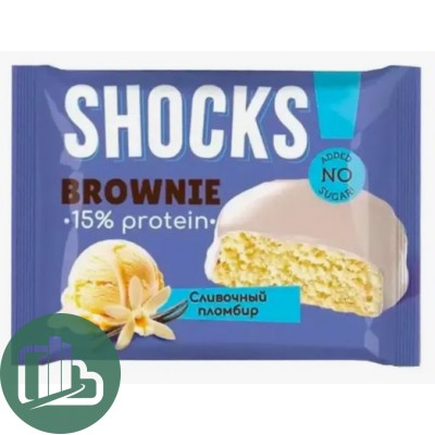 Протеиновый батончик Shok 40гр Брауни Пломбир 1/9