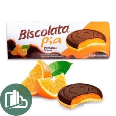 Печенье Biscolata Pia с апельсиновой начинкой , покр темн шоколадом 100гр 1/24
