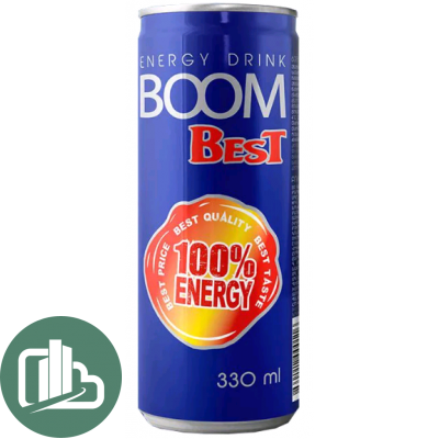 Энергетический напиток BOOM BEST 0.33 жб 1/2
