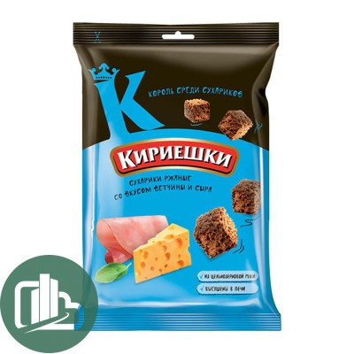 Яшкино Кириешки ржан 100гр Ветчина с сыром 1/28