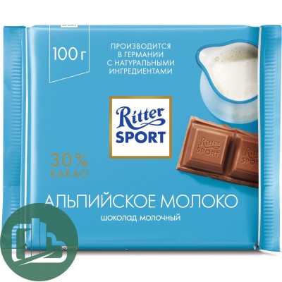 Ритер-спорт 100гр Альпийское Молоко 1/12 186