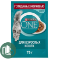 Корм для кошек ONE 75гр Говядина с Морковью 1/26