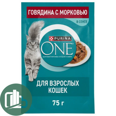 Корм для кошек ONE 75гр Говядина с Морковью 1/26