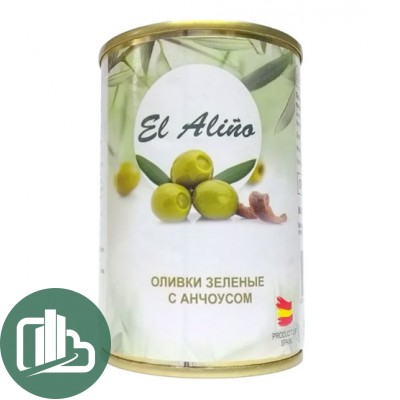 El Alino оливки зелёные с анчоусом 290мл 1/12