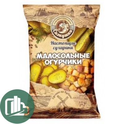 СНЭКУШКИ Сухарики 80гр Малосоленые огурчики 1/8
