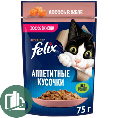 FELIX 75г  Аппетитные кусочки в желе Лосось 1/26