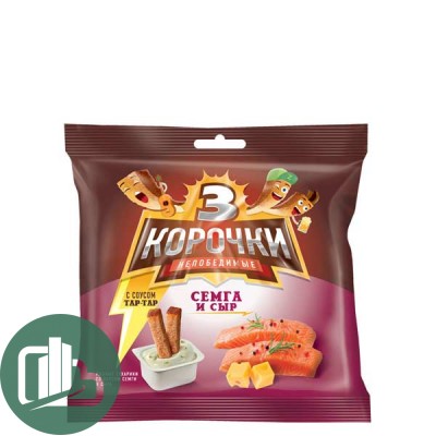 Три корочки 100 гр Семга и сыр 1/25