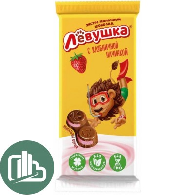 Шоколадная плитка Левушка 75гр Клубника 1/14