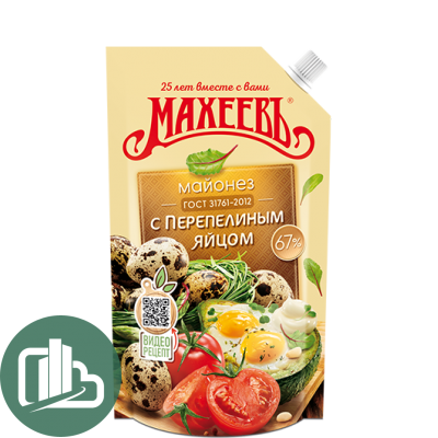 Махеевъ Майонез С перепелиным яйцом 67% 380гр 1/20 дой-пак