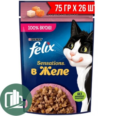 FELIX 75г в желе Sensations 1/26 Лосось/треска
