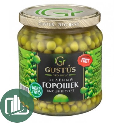 Горошек зелёный GUSTUS 480гр 1/12 ст/б