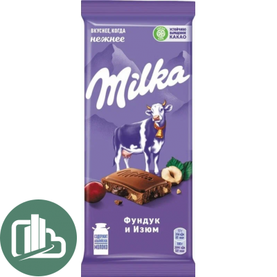 Милка 80гр Фундук Изюм 1/20 (РФ)
