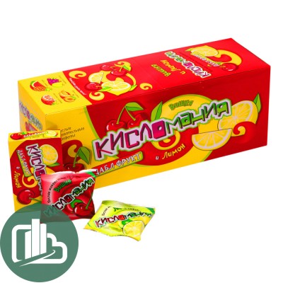 КИСЛОМАНИЯ  жев. конфеты вишня и лимон 16г 1/30