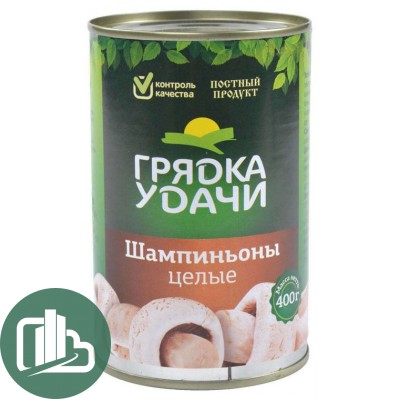 ГРЯДКА УДАЧА Шампиньоны целые 400гр 1/12