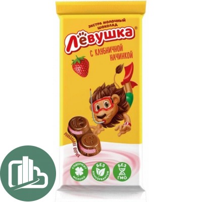 Шоколадная плитка Левушка 85гр Клубника 1/14