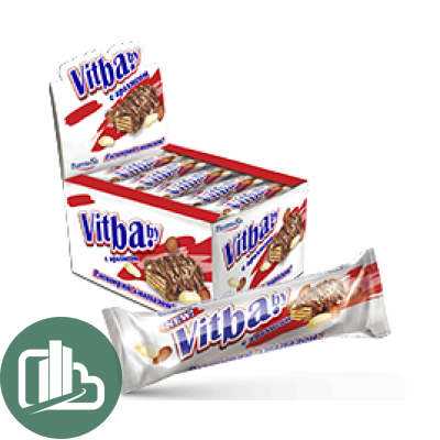 Вафельный батончик Vitba. by с арахисом в молочной глазури 37гр 1/18