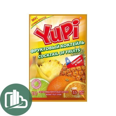 Напиток растворимый YUPI фруктовый коктейль 15гр 1/24