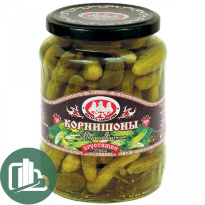 Скатерть-Самобранка Огурчики Корнишоны хрустящие (3-6см) ст.б 720мл. 1/8