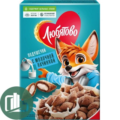 Любятово Готовый Завтрак Подушки с Молочной начинкой 220гр 1/8