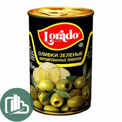 Оливки  LORADO фаршированные с лимоном ж/б 314гр 1/12