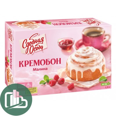 Пирог Кремобон 380гр Малина 1/6 (Черёмушки)