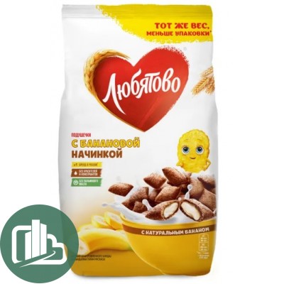 Любятово Подушечки с банановой начинкой 220гр 1/9