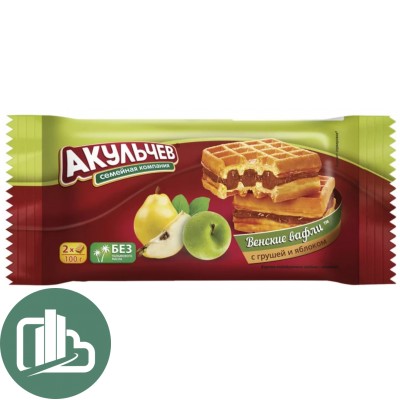 Вафли Венские Яблоко Груша 100гр 1/22 Акульчев
