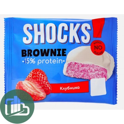 Протеиновый батончик Shok 40гр Брауни Клубника 1/9