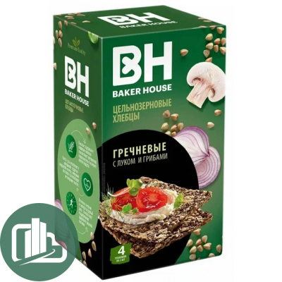 Хлебцы BAKER HOUSE Скандинавские Гречневые с луком и грибами 180гр 1/8