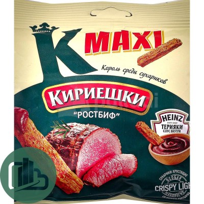 Сух Кириешки Maxi 50г+25мл 1/32 Ростбир+соус терияки