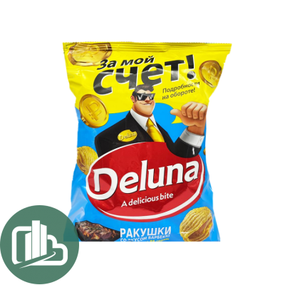Снеки кукуруз DELUNA Ракушки со вкусом барбекю 85гр 1/18
