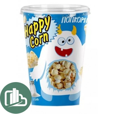 Попкорн в стаканах "Happy Corn" Воздушная кукуруза с Солью 30 гр 1/9