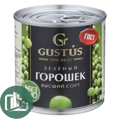 Горошек зелёный GUSTUS 425 гр 1/12 ж/б
