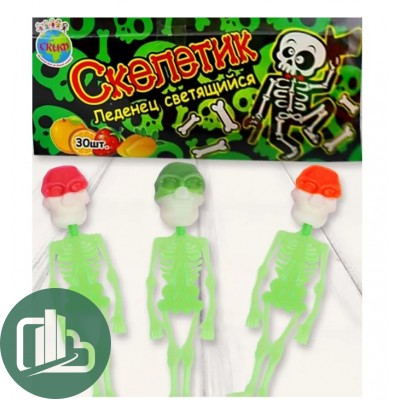 Леденец светящийся Скелетик 12гр 1/30 (24)