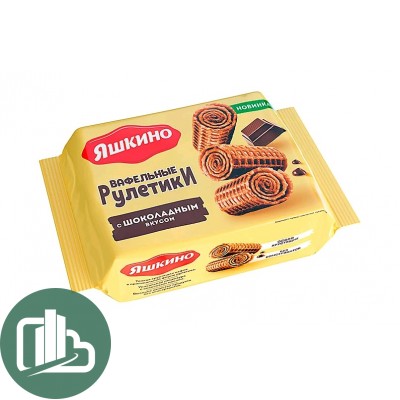 Яшкино вафельные рулетки 160гр со вкусом шоколада 1/24