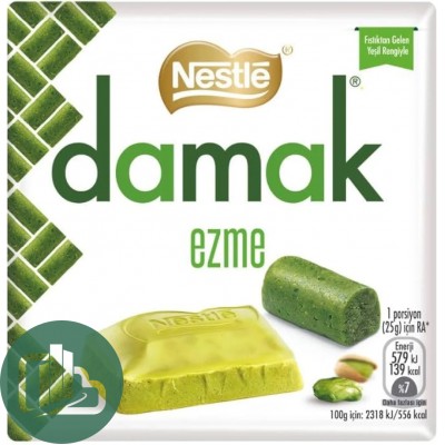 Шоколад Нестле Nestle Damak Белый EZME с фисташками 55гр 1/6 ИМПОРТ