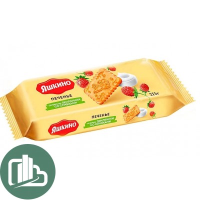 Яшкино Печенье сахарное Земляника со сливками 215гр 1/21