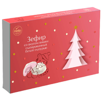 Зефир со вкусом вишни глазир. белой глазурью 260 гр