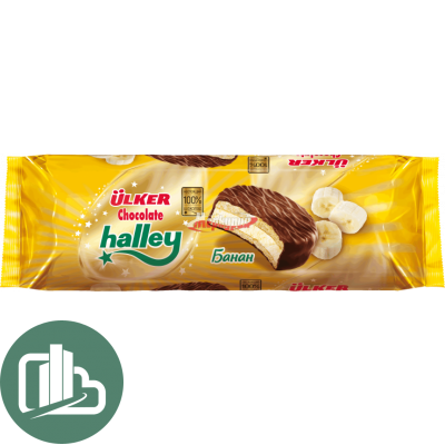 Halley Сендвич+печенье покрытое молочным шок с Банановой начинкой 280гр 1/12